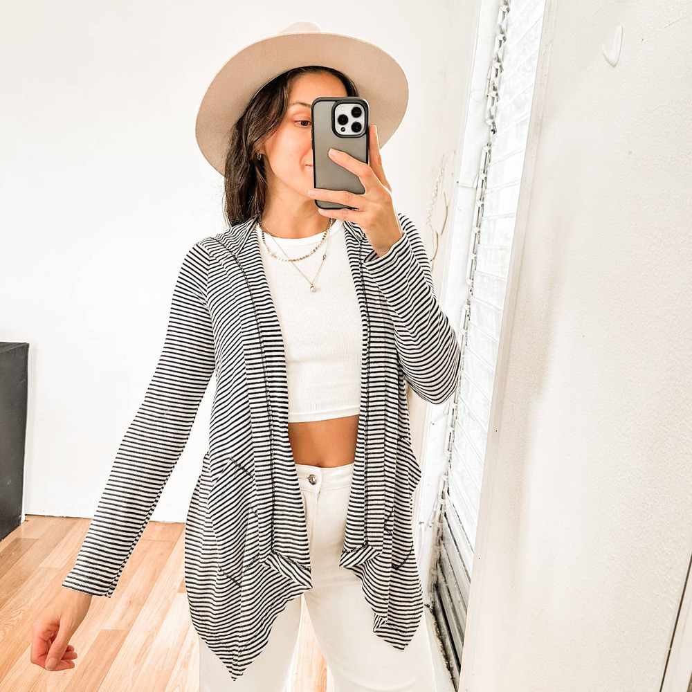 Splendid Striped Hooded Cardigan Size Medium